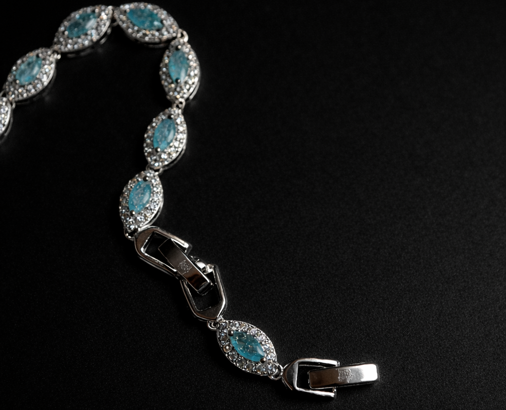 Key Jewelry Light Blue Angel Eye Bracelet 7in+1.25in extension