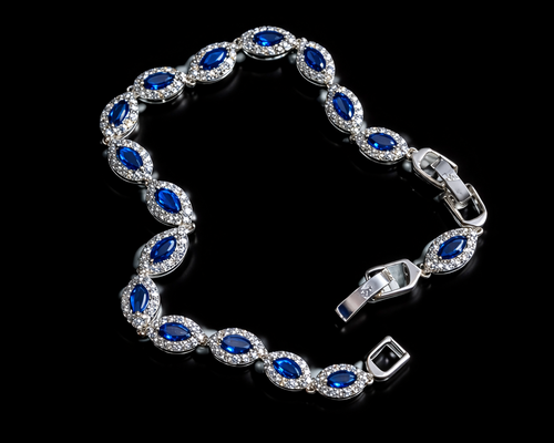 Key Jewelry Aqua Blue Angel Eye Bracelet 7in+1.25in extension
