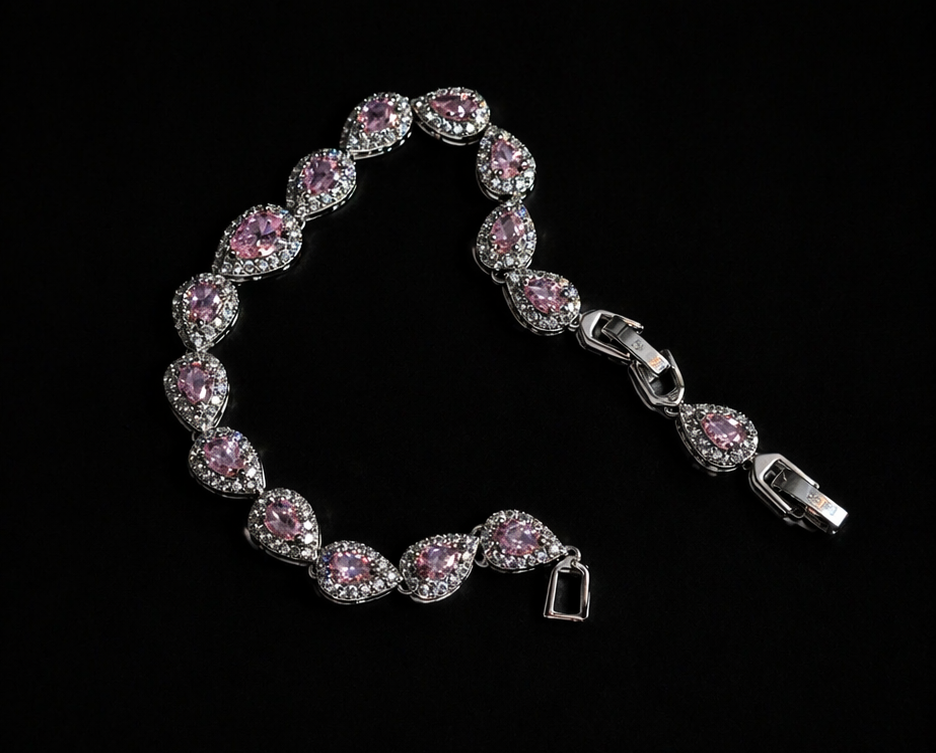 Key Jewelry Pink Tear Drop Bracelet 7in+1.25in extension