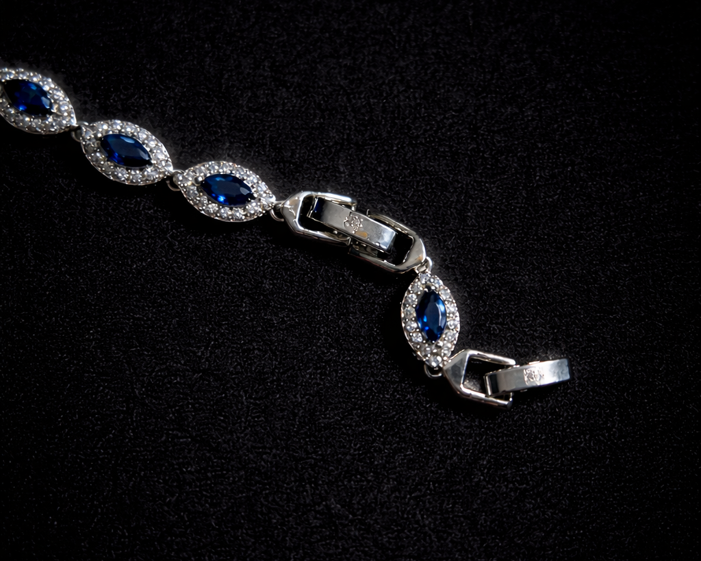 Key Jewelry Aqua Blue Angel Eye Bracelet 7in+1.25in extension