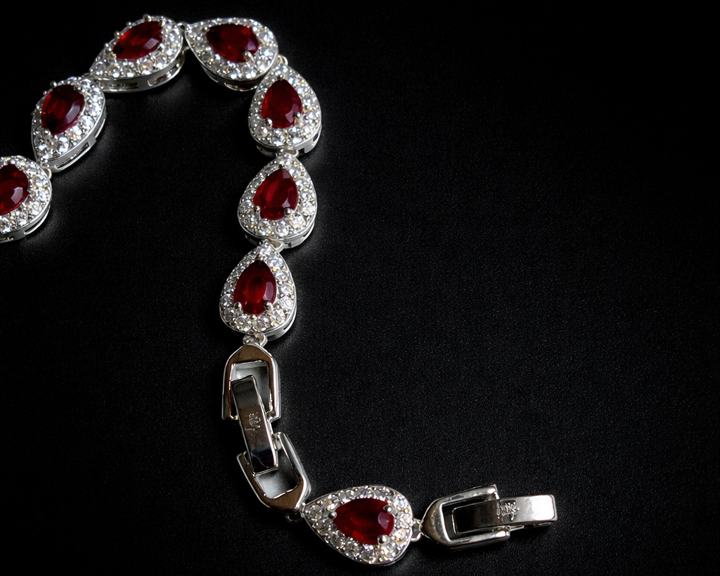 Key Jewelry Red Tear Drop Bracelet 7in+1.25in extension