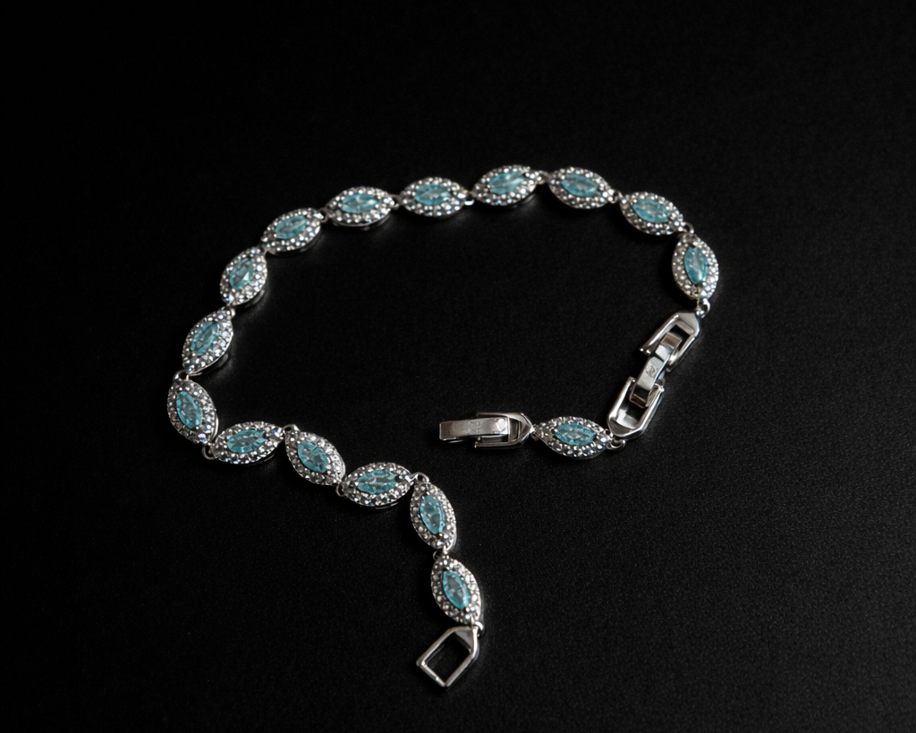 Key Jewelry Light Blue Angel Eye Bracelet 7in+1.25in extension