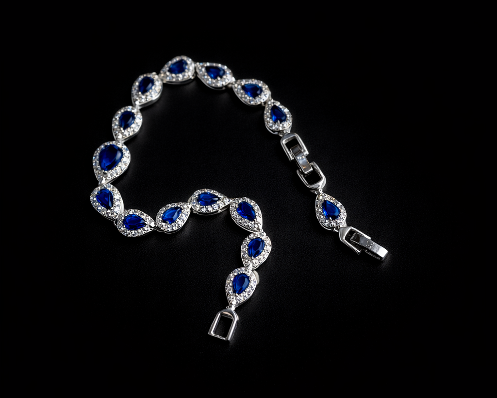 Key Jewelry Aqua Blue Tear Drop Bracelet 7in+1.25in extension