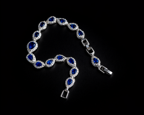 Key Jewelry Aqua Blue Tear Drop Bracelet 7in+1.25in extension