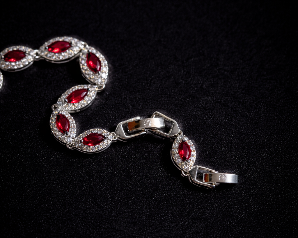 Key Jewelry Red Angel Eye Bracelet 7in+1.25in extension