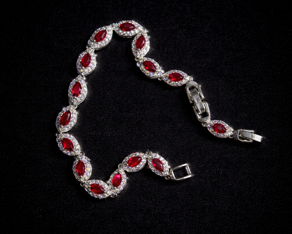 Key Jewelry Red Angel Eye Bracelet 7in+1.25in extension