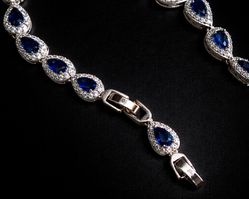 Key Jewelry Aqua Blue Tear Drop Bracelet 7in+1.25in extension