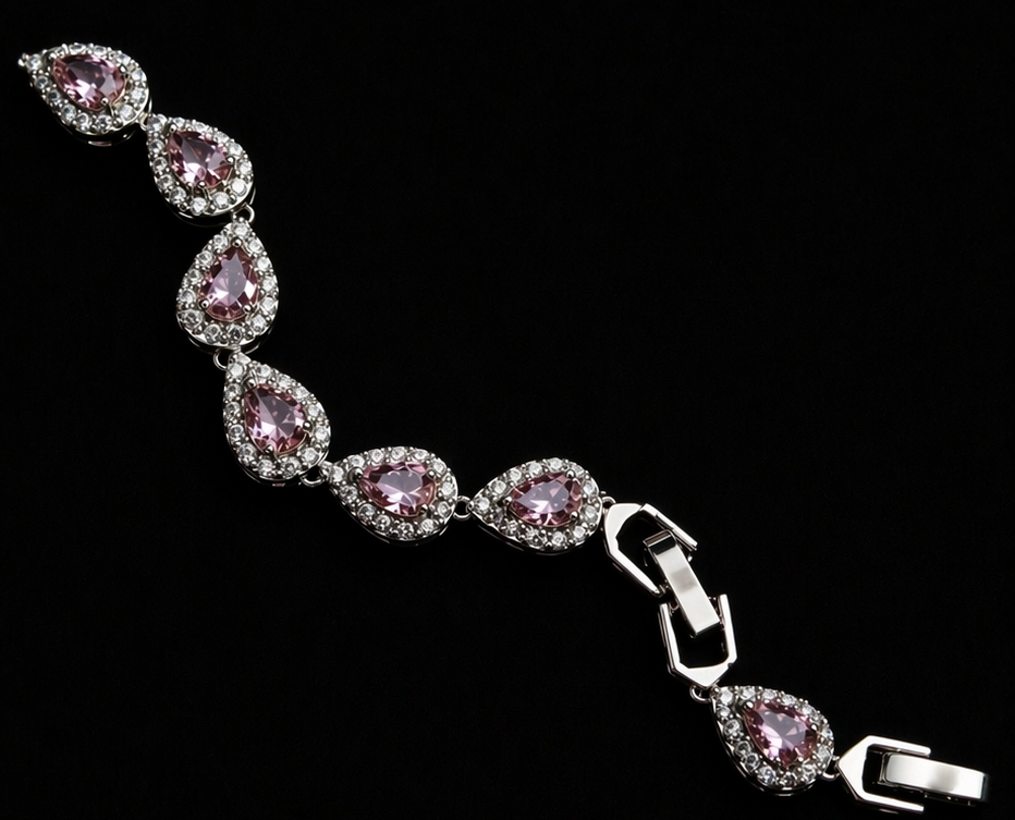 Key Jewelry Pink Tear Drop Bracelet 7in+1.25in extension