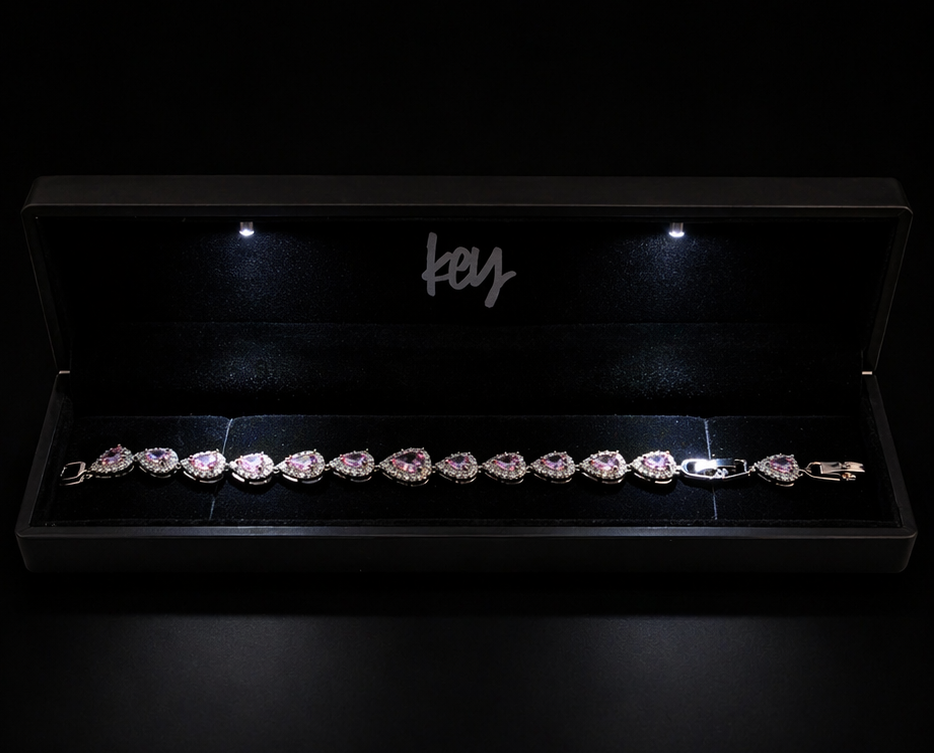 Key Jewelry Pink Tear Drop Bracelet 7in+1.25in extension