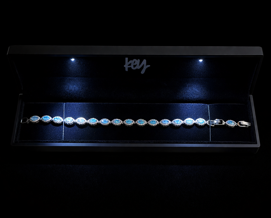 Key Jewelry Light Blue Angel Eye Bracelet 7in+1.25in extension