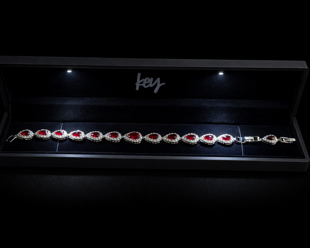 Key Jewelry Red Tear Drop Bracelet 7in+1.25in extension