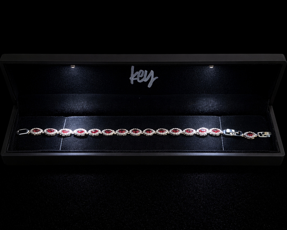 Key Jewelry Red Angel Eye Bracelet 7in+1.25in extension