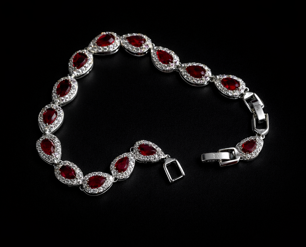 Key Jewelry Red Tear Drop Bracelet 7in+1.25in extension